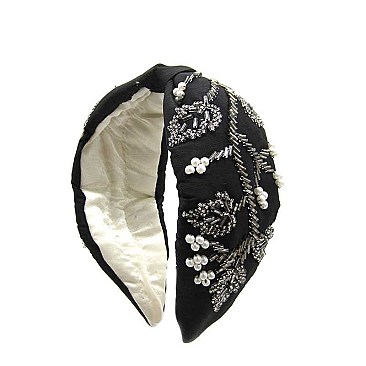 MULTI BEADED B&W STYLISH HEAD BAND