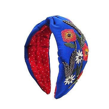 COLORFUL MULTI BEADED FLOWER ART HEAD BAND