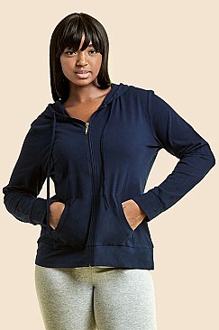 PACK OF 3 PIECES LADIES THIN ZIP-UP HOODIE JACKET PLUS SIZE MUHDC7000X