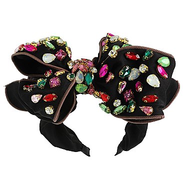 LUXURY WIDE Rhinestone Bow Headband