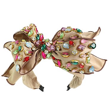 LUXURY WIDE Rhinestone Bow Headband