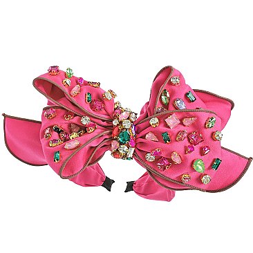 LUXURY WIDE Rhinestone Bow Headband