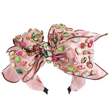 LUXURY WIDE Rhinestone Bow Headband