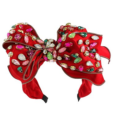 LUXURY WIDE Rhinestone Bow Headband