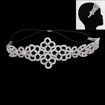 Stretch Elastic Rhinestone Lace  Headband SLHDM1715