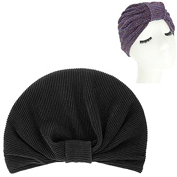 Glamor Shimmering Glitter Pre Tied Knot Pleated Turban