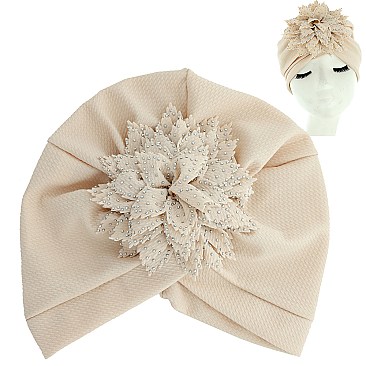 FASHION RHINESTONED FLORAL PUFF TURBAN