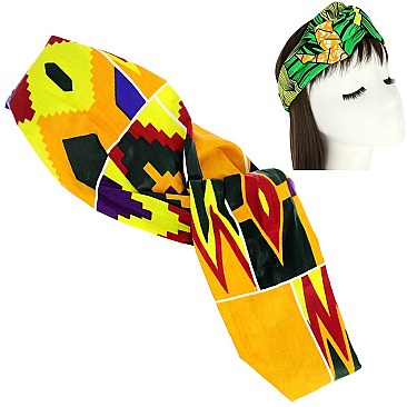 STYLISH AFRICAN PRINT KNOTTED HEADWRAP TURBAN