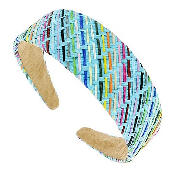 TRENDY SUMMER FASHION COLORFUL RAFFIA WOVEN HEADBAND