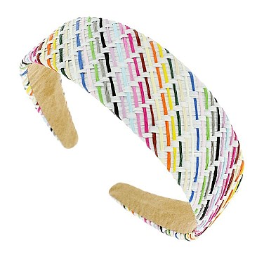 TRENDY SUMMER FASHION COLORFUL RAFFIA WOVEN HEADBAND