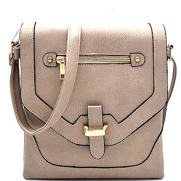 HF534-LP Belt Accent Flap Large Cross Body