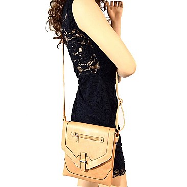 HF534-LP Belt Accent Flap Large Cross Body