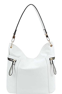 CHIC TEXTURED PU LEATHER ZIP SIDES DESIGNER HOBO BAG JYHG-0061