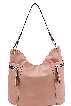 CHIC TEXTURED PU LEATHER ZIP SIDES DESIGNER HOBO BAG JYHG-0061