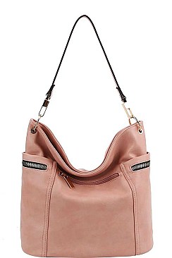 CHIC TEXTURED PU LEATHER ZIP SIDES DESIGNER HOBO BAG JYHG-0061