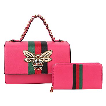 Fashionable Queen Bee Stripe 2-in-1 Boxy Satchel