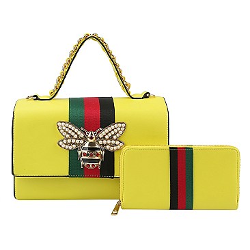 Fashionable Queen Bee Stripe 2-in-1 Boxy Satchel