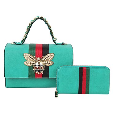 Fashionable Queen Bee Stripe 2-in-1 Boxy Satchel