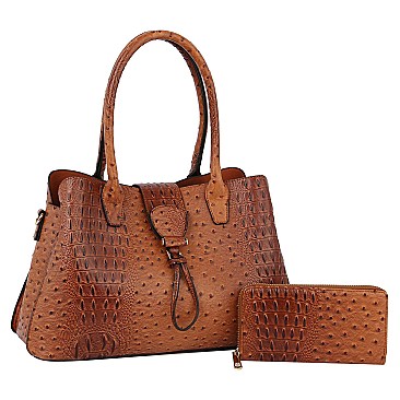 Ostrich Croc  2-in-1 Satchel