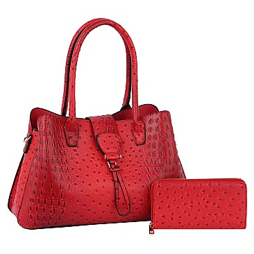 Ostrich Croc  2-in-1 Satchel