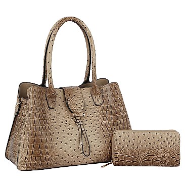 Ostrich Croc  2-in-1 Satchel