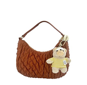 Bag Charm Quilted Ruffle Shoulder Bag