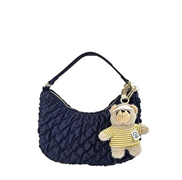 Bag Charm Quilted Ruffle Shoulder Bag