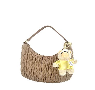 Bag Charm Quilted Ruffle Shoulder Bag