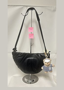 Bag Charm Pleated Half Moon Crossbody Bag