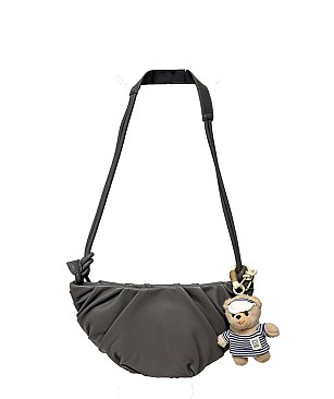 Bag Charm Pleated Half Moon Crossbody Bag