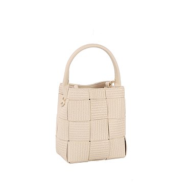 Straw Woven Bucket Satchel