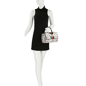 100 Dollar Bills C-Notes Queen Bee Stripe 2-in-1 Boxy Satchel