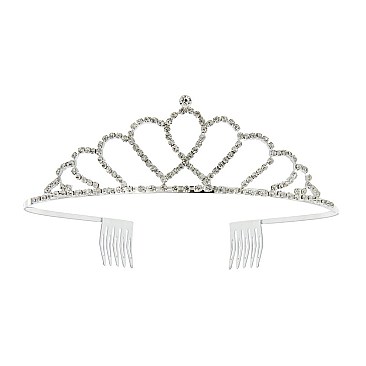 STYLISH HEARTS OVERLAP RHINESTONE TIARA SLHHTS6893