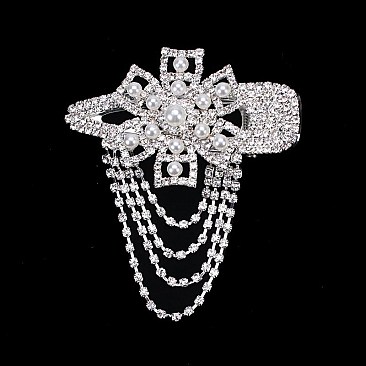 STYLISH RHINESTONE DRAPY PEARL FLOWER HAIRPIN SLHJY3620