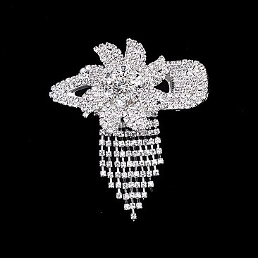 ELEGANT FLOWER W/DANGLY RHINESTONE HAIRPIN SLHJY3630