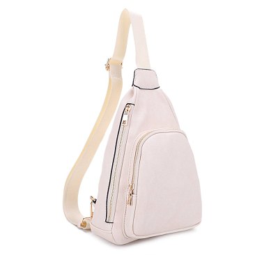 Front & Side Zippered Pocket Sling Bag