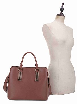 Vertical Black Metal Tab Accent Satchel