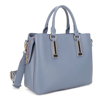Vertical Black Metal Tab Accent Satchel