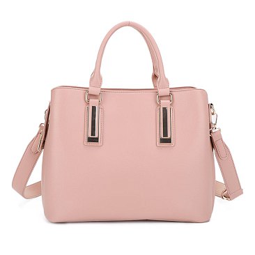 Vertical Black Metal Tab Accent Satchel