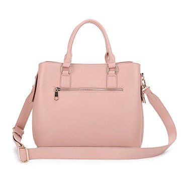 Vertical Black Metal Tab Accent Satchel