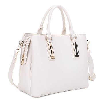 Vertical Black Metal Tab Accent Satchel