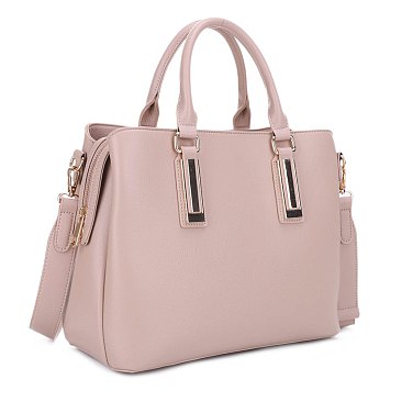 Vertical Black Metal Tab Accent Satchel