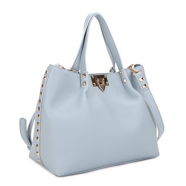 Studded Flip Lock Tote Bag