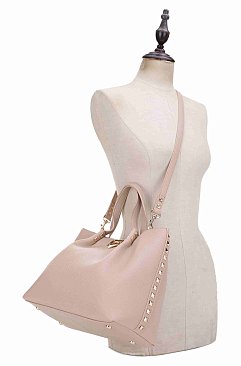 Studded Flip Lock Tote Bag