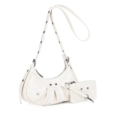 WHITE Gothic Motorcycle Studded Crossbody Set