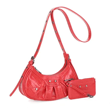 RED Gothic Motorcycle Studded Crossbody Set