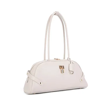 taupe East West Pad-Lock Shoulder Bag