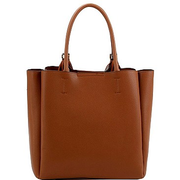 3 COMPARTMENT DOUBLE TASSEL TOTE