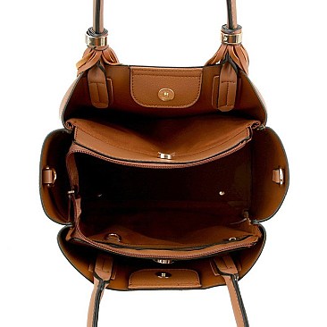 3 COMPARTMENT DOUBLE TASSEL TOTE