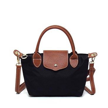 Nylon Logo Flap Satchel Crossbody Bag